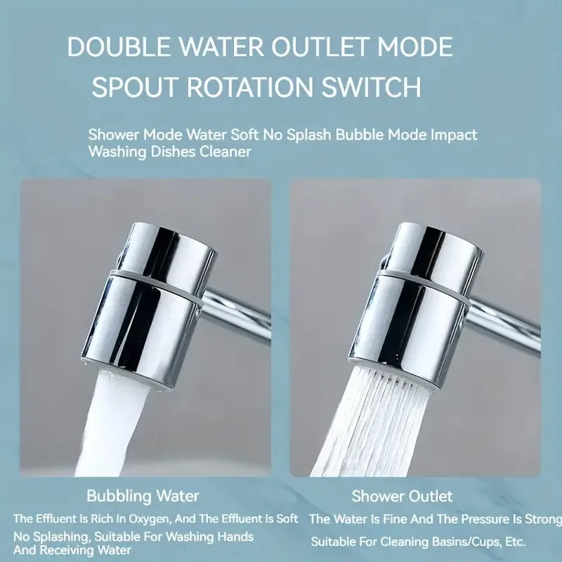 Rotating Splash-Proof Kitchen Faucet Extender | Dual Water Flow Tap Adapter - ZILVUS