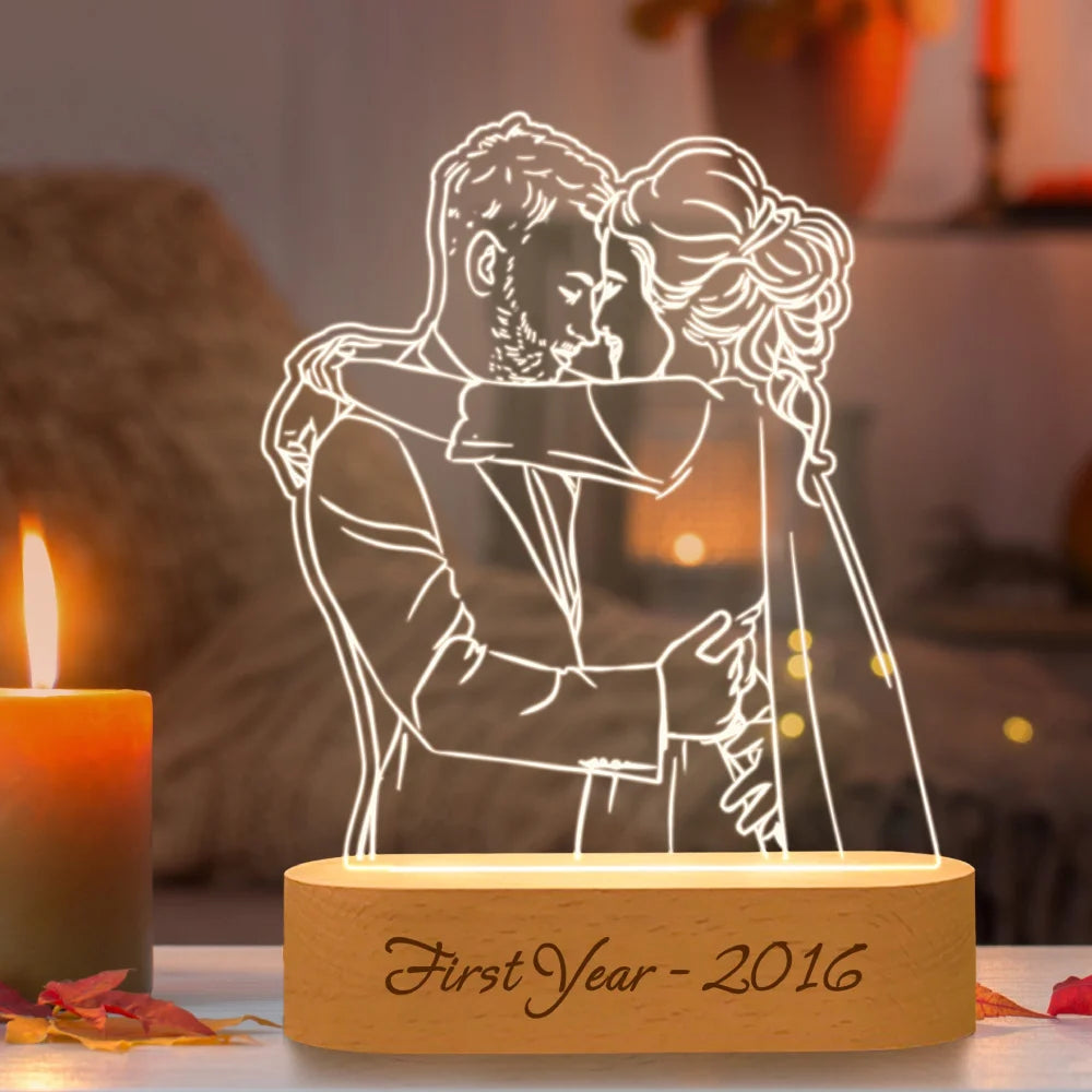 Personalized 3D Photo Night Light – Custom Engraved Gift Lamp