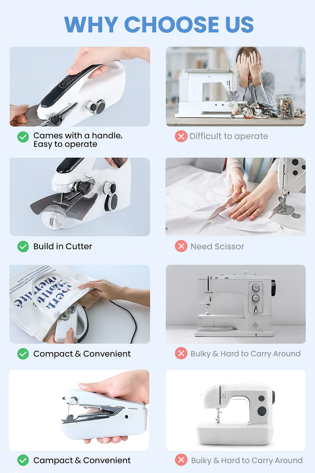 Mini Electric Handheld Sewing Machine 2-Speed Stitcher - ZILVUS