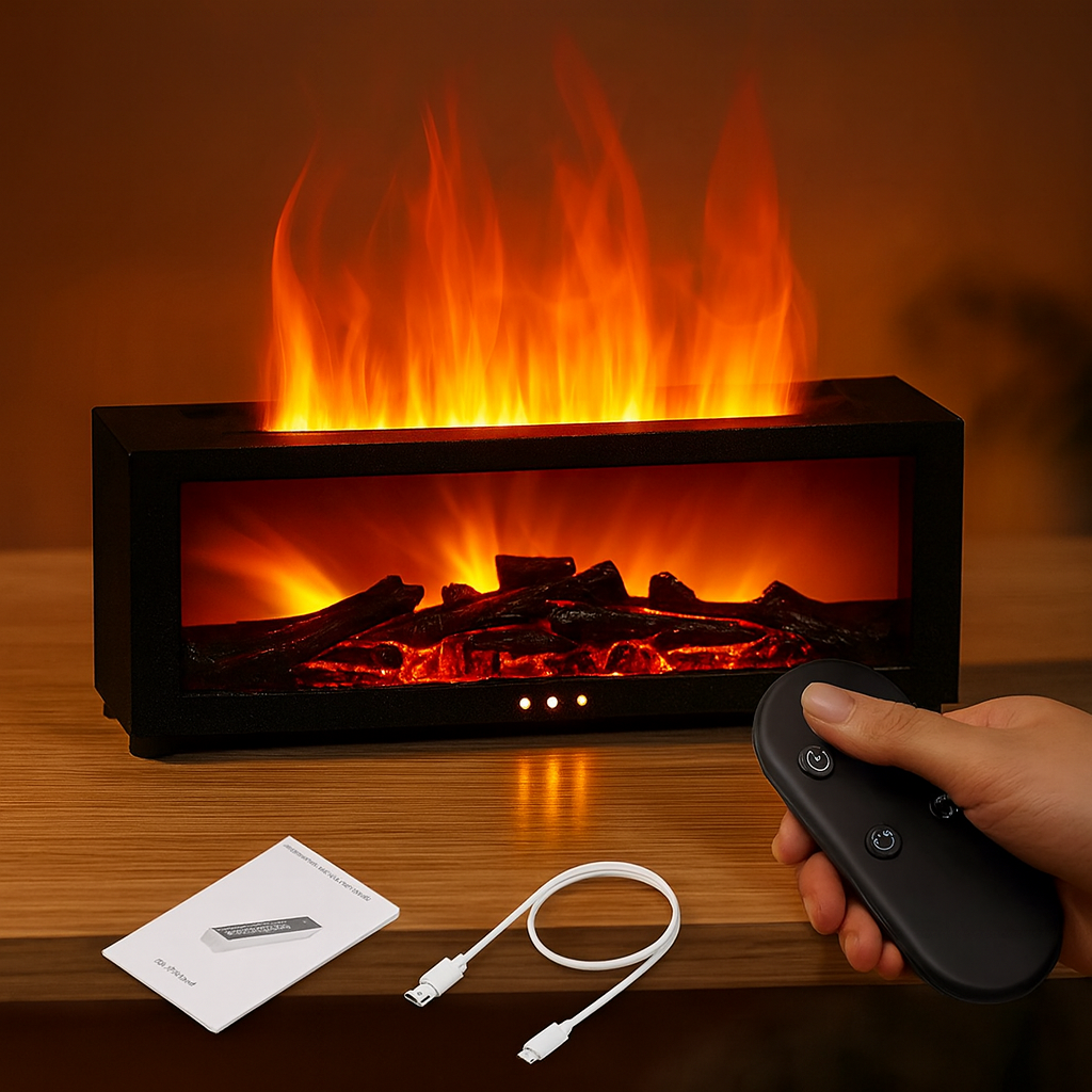 Flame Aroma Humidifier – Essential Oil Diffuser with RGB Light - ZILVUS