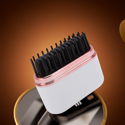 Mini Cordless Hair Straightener Brush – Portable Ionic Styling Comb