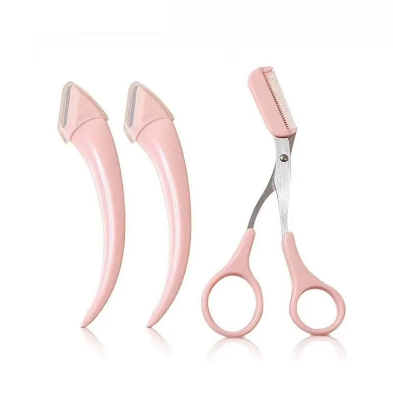 3PCS Eyebrow Trimmer Set | Precision Stainless Steel Manual Grooming Tools - ZILVUS