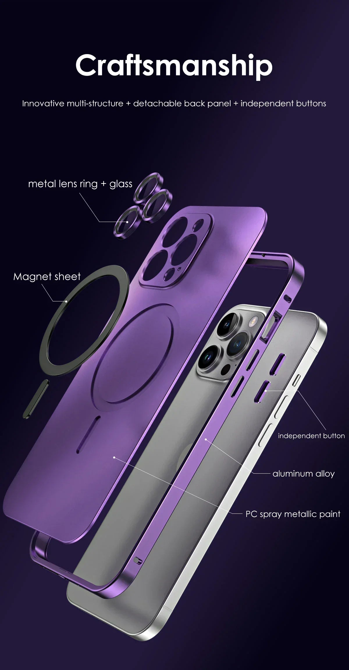 Aluminum Magnetic iPhone Case – MagSafe Clear Shockproof Cover - ZILVUS