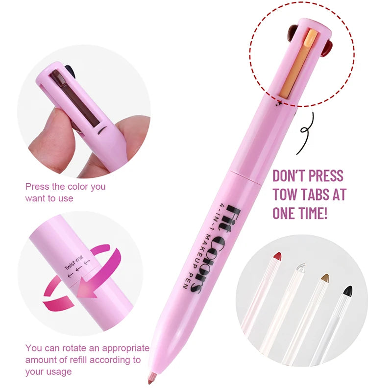 4-in-1 Makeup Pen – Lip Liner, Highlighter & Eyebrow Pencil - ZILVUS