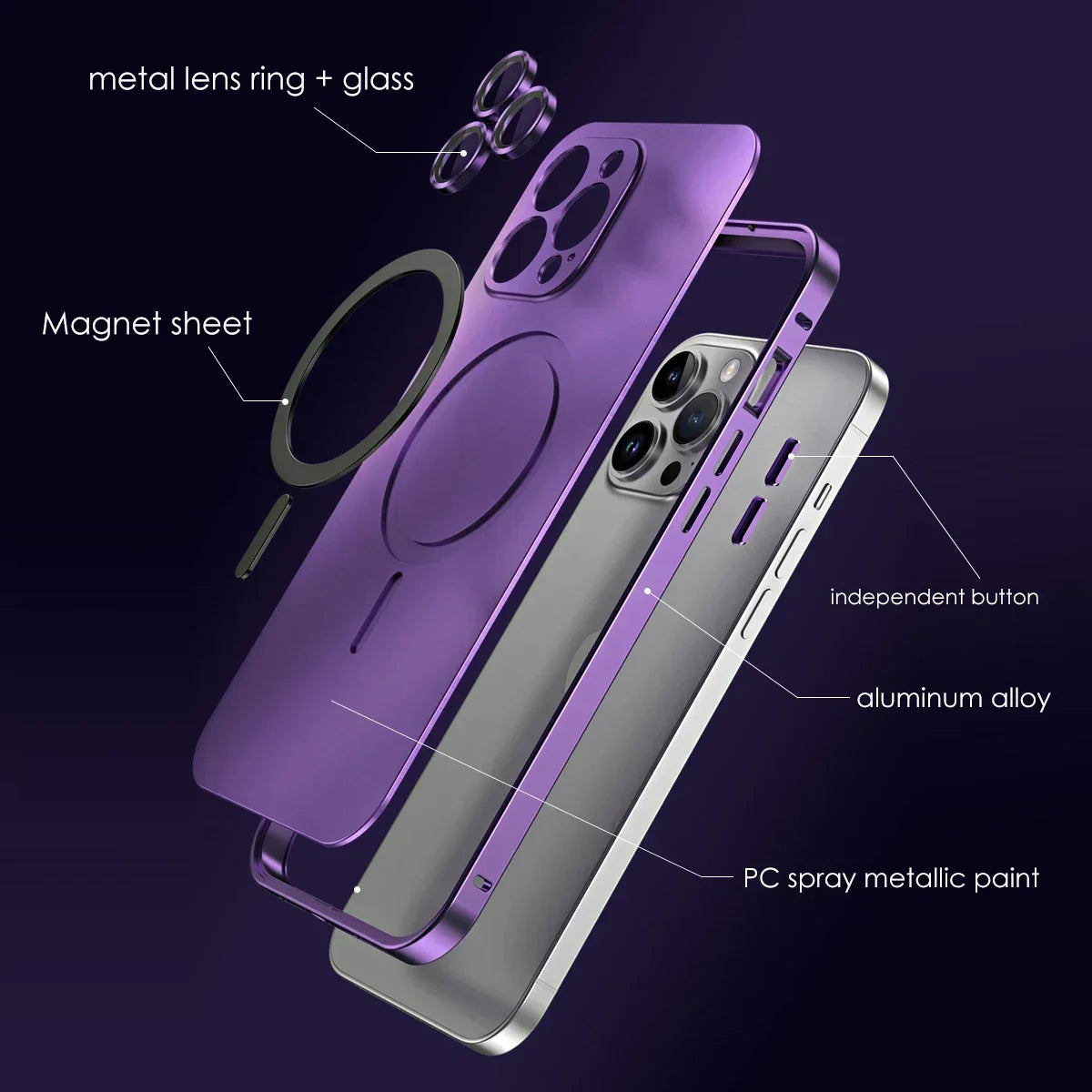 Aluminum Magnetic iPhone Case – MagSafe Clear Shockproof Cover - ZILVUS