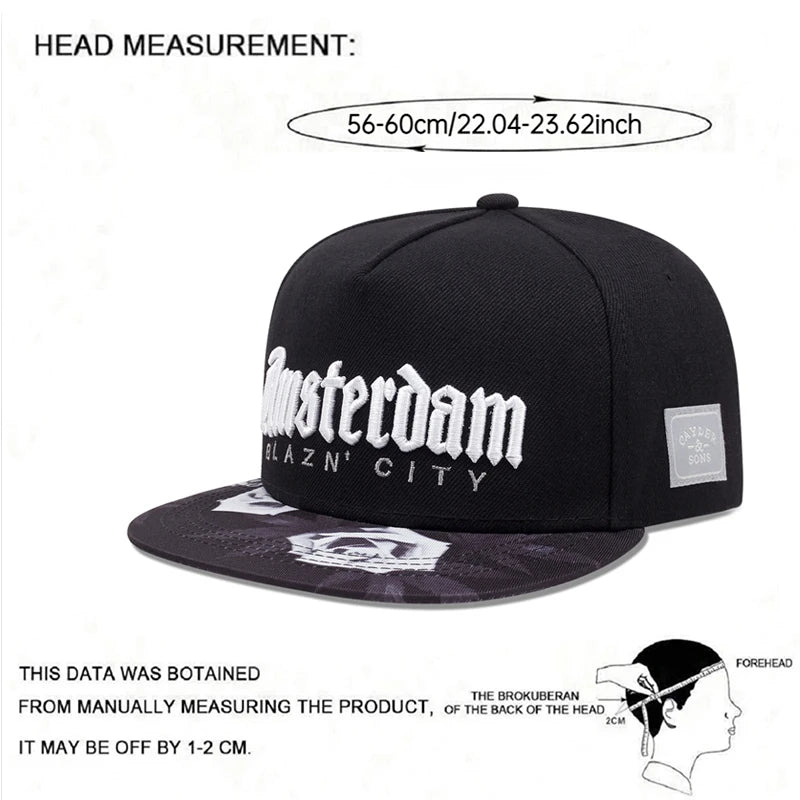 2025 New BLAZIN CITY Embroidered Flat Edge Hat Men's Trendy Street Hip Hop Hat Women's Outdoor Sunshade Hat Casual Baseball Hat - ZILVUS