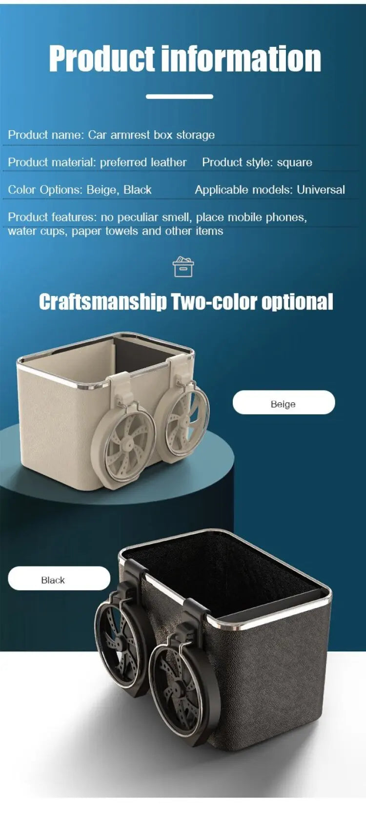 Folding Multifunctional Car Armrest Storage Box - ZILVUS