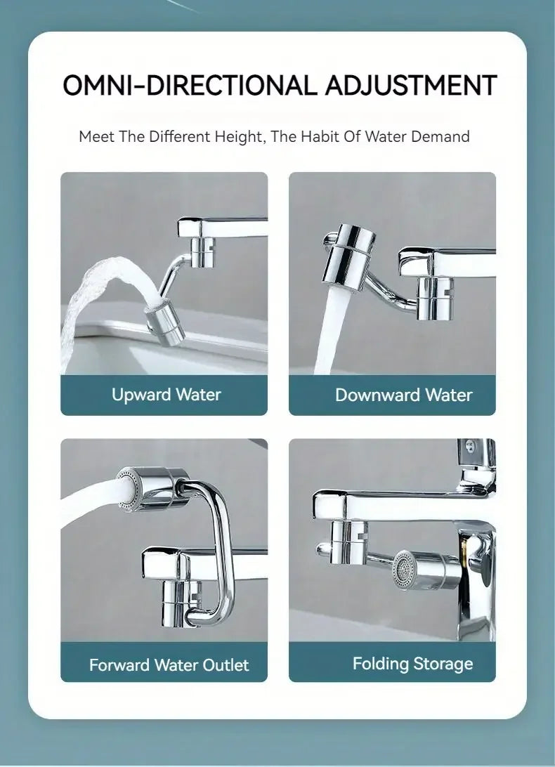 Rotating Splash-Proof Kitchen Faucet Extender | Dual Water Flow Tap Adapter - ZILVUS