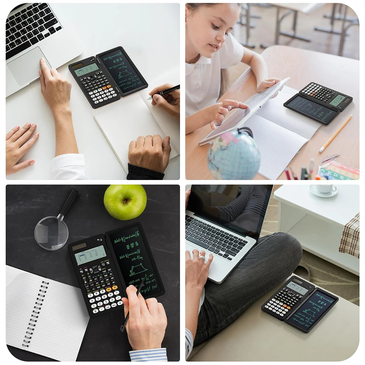 2-in-1 Rechargeable Scientific Calculator with LCD Writing Pad & Stylus - ZILVUS