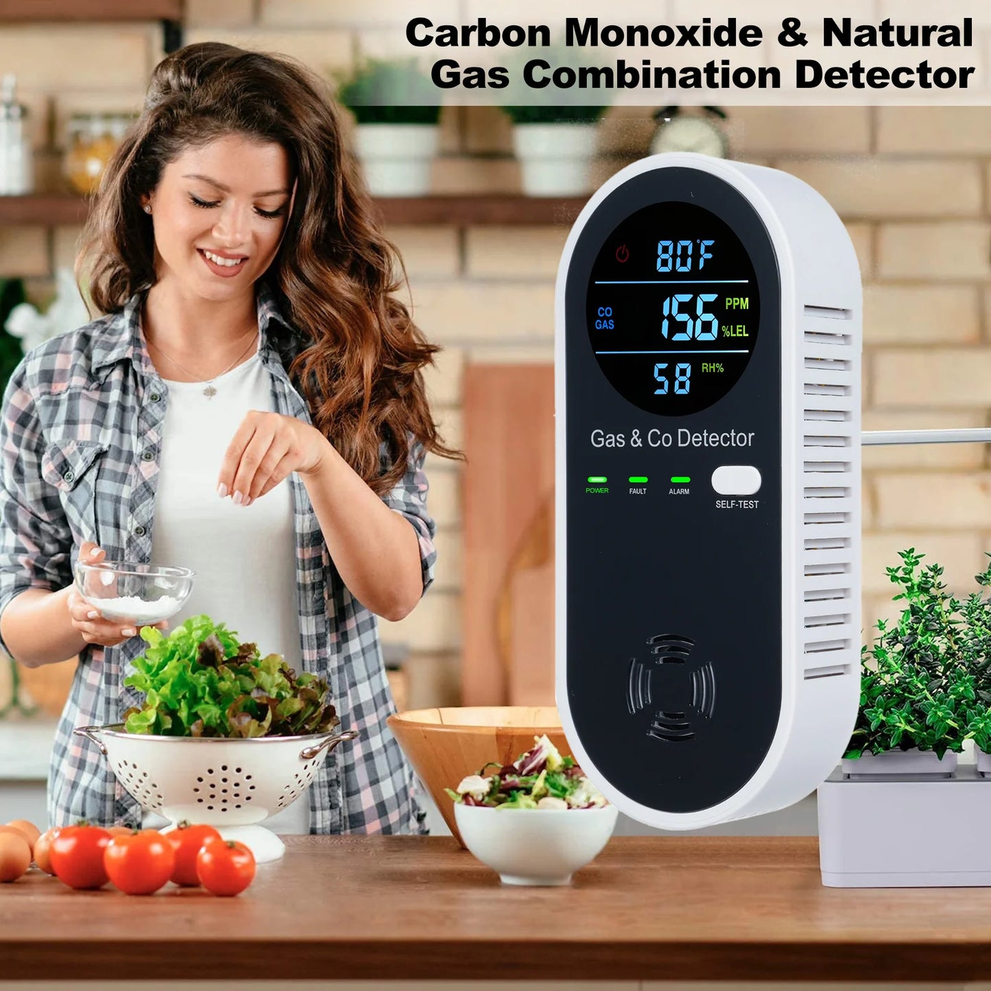 4-in-1 Carbon Monoxide & Gas Detector with LCD Display
