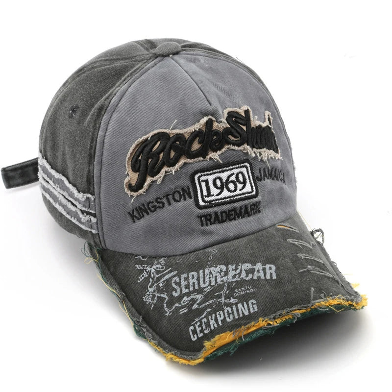 1969 Vintage Washed Letter Embroidered Baseball Cap - ZILVUS