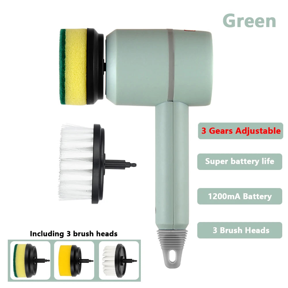 Electric Cleaning Brush – USB Rechargeable Handheld Scrubber for Kitchen, Bathroom & More - ZILVUS