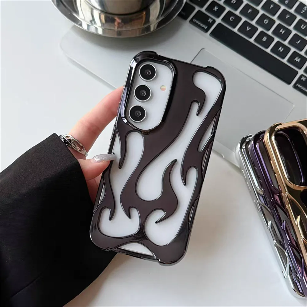 3D Flame Pattern Case For Samsung S25 S24 S23 Seires