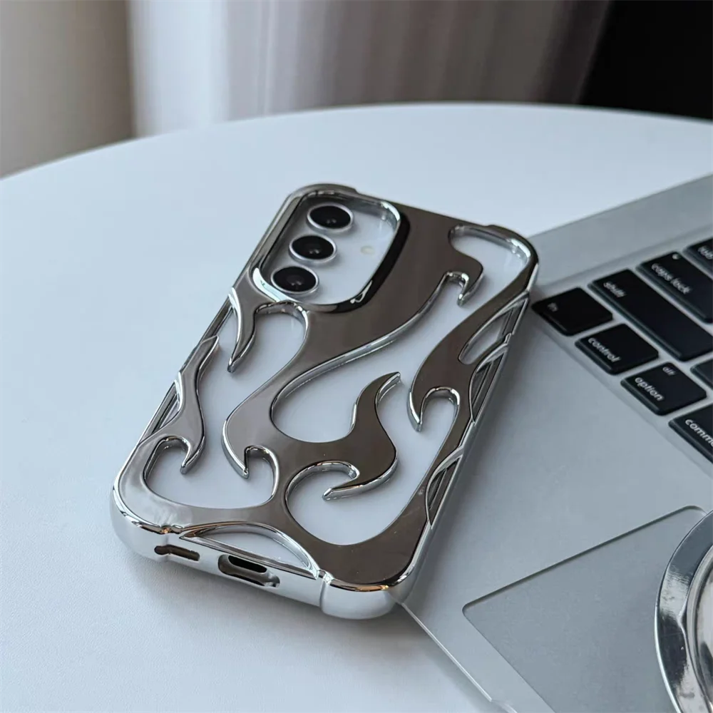 3D Flame Pattern Case For Samsung S25 S24 S23 Seires