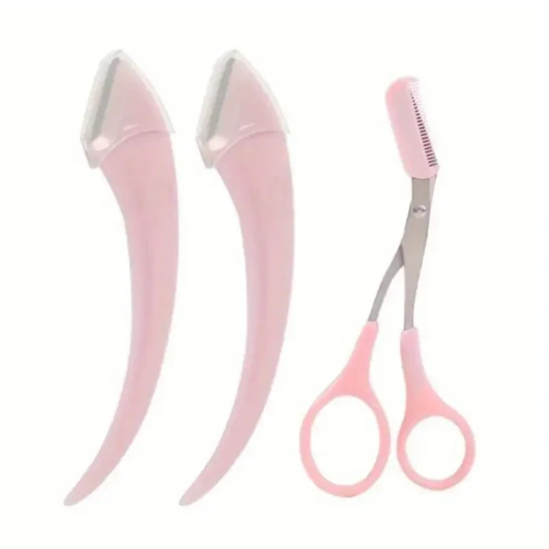 3PCS Eyebrow Trimmer Set | Precision Stainless Steel Manual Grooming Tools - ZILVUS