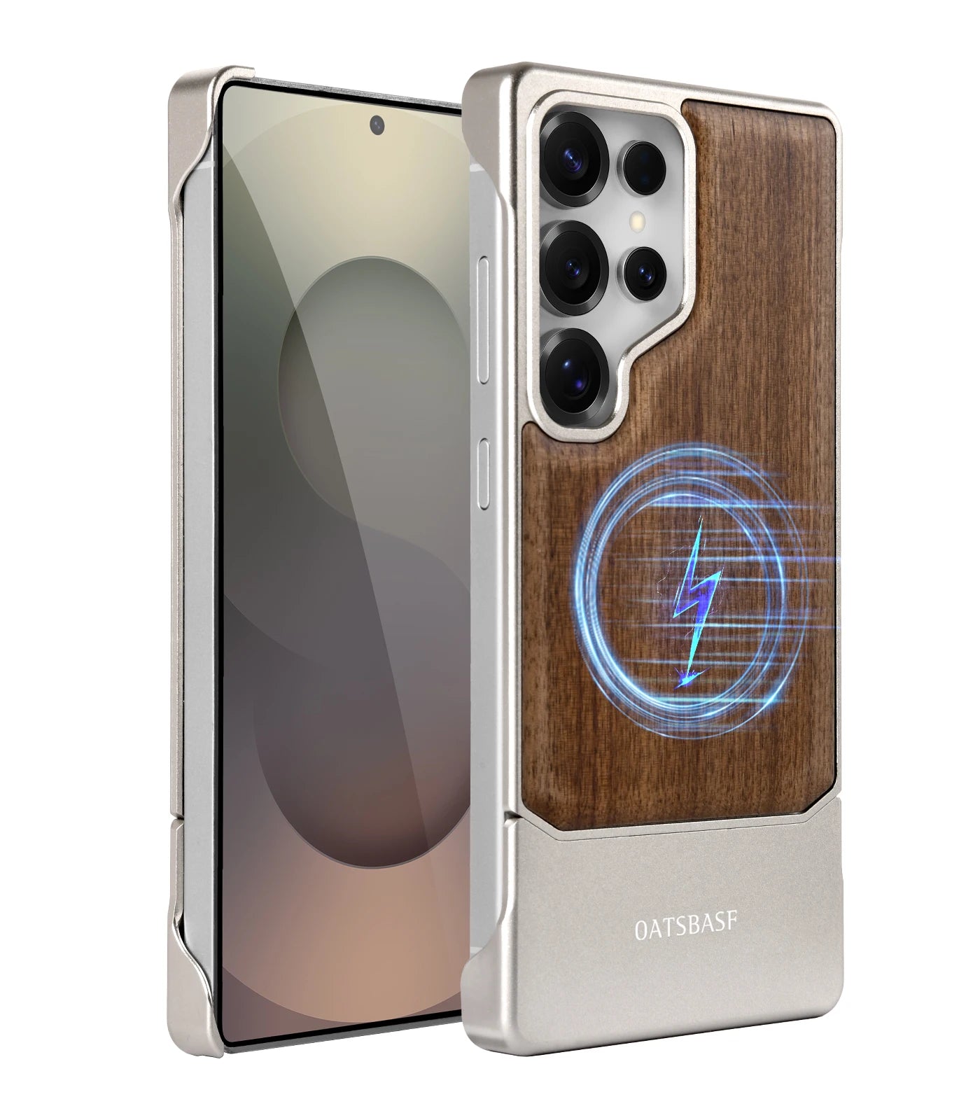 Wood and Metal Magnetic Phone Case – Shockproof for Samsung S25 Ultra - ZILVUS