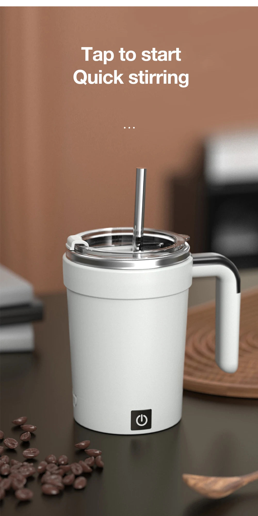 Automatic Self-Stirring Mug with LED Display – 380ml USB Cup - ZILVUS