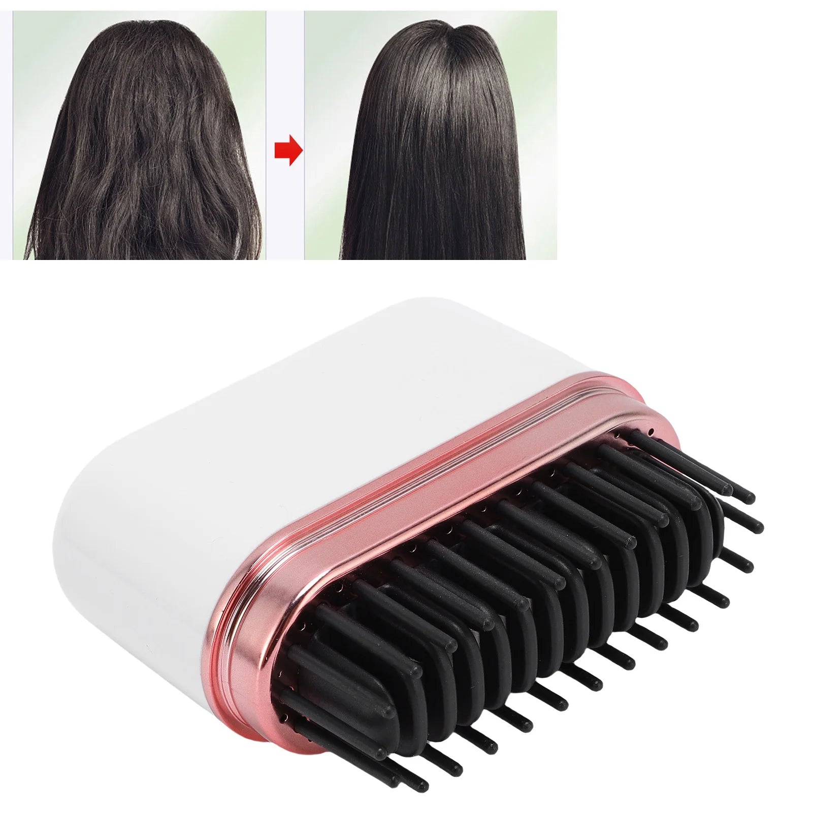Mini Cordless Hair Straightener Brush – Portable Ionic Styling Comb - ZILVUS