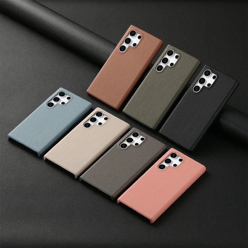 Luxury Litchi Grain Leather Case For Samsung Galaxy S-23 & 24 Series Slim Phone Back Cover - ZILVUS