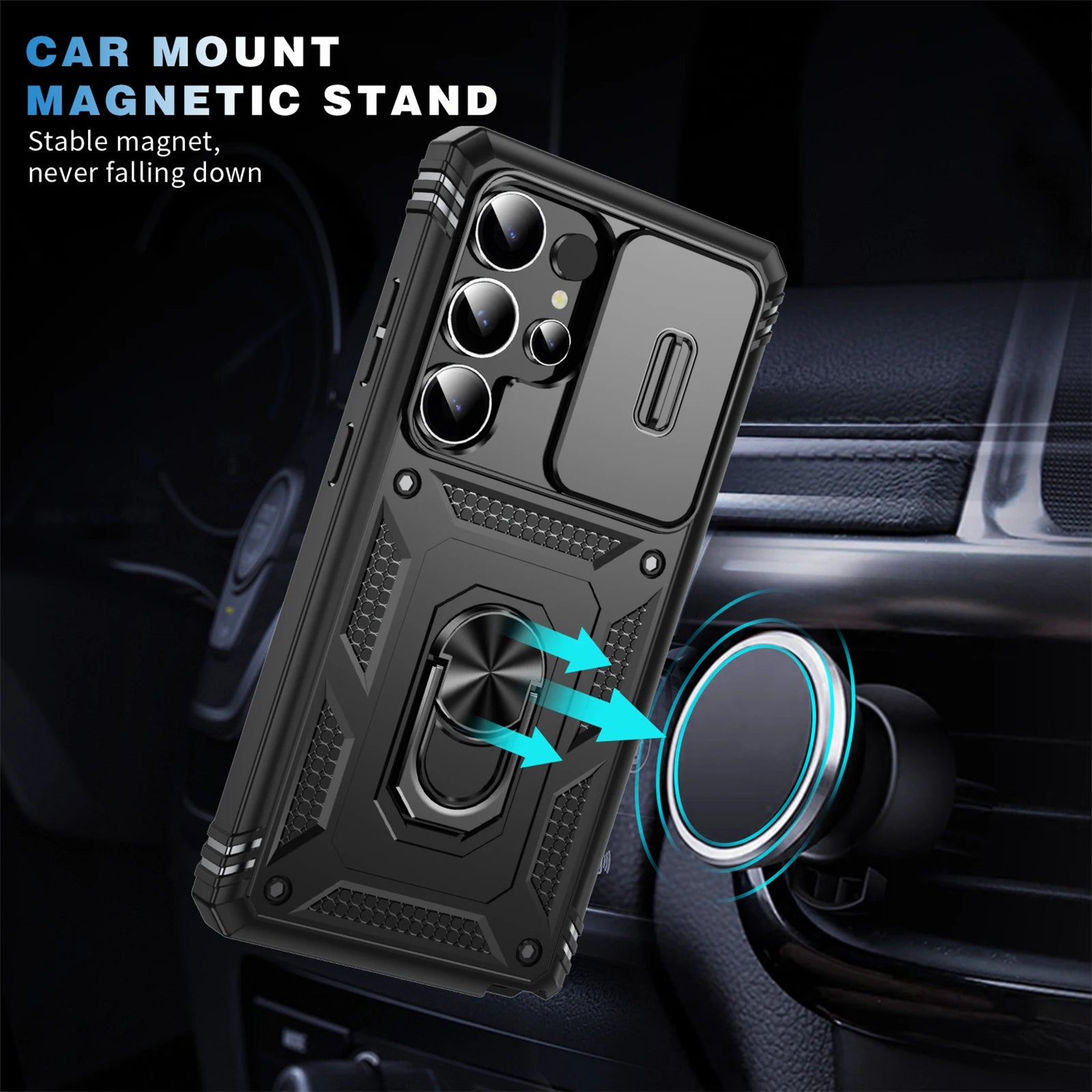Magnetic Phone Case Samsung S-23,S-24,S-25 Series Shockproof Dual-Layer Cover with Kickstand & Holder - ZILVUS