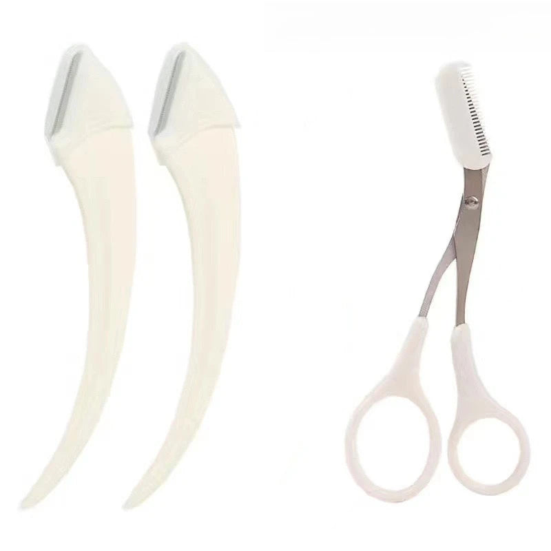 3PCS Eyebrow Trimmer Set | Precision Stainless Steel Manual Grooming Tools - ZILVUS