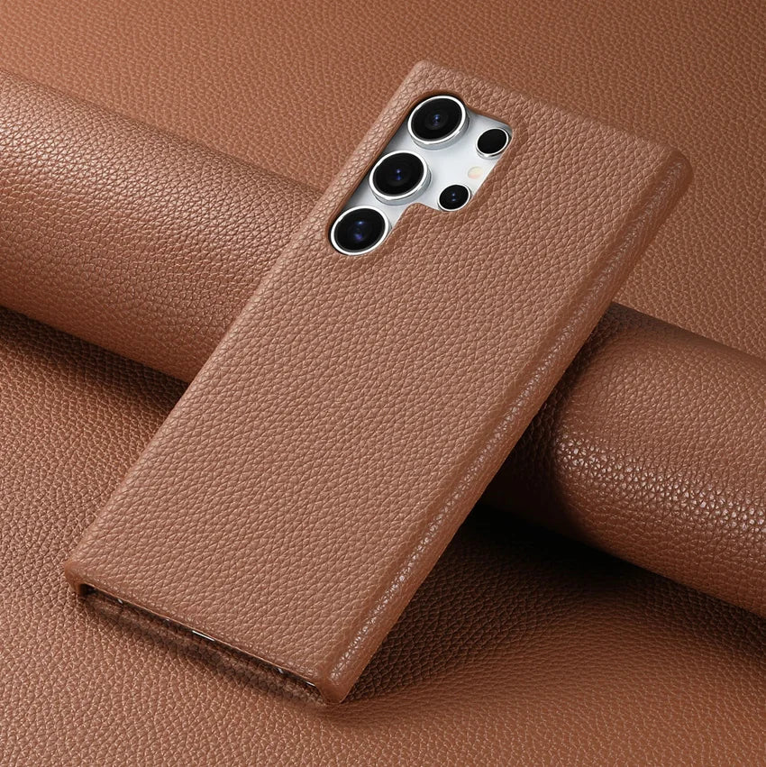 Luxury Litchi Grain Leather Case For Samsung Galaxy S-23 & 24 Series Slim Phone Back Cover - ZILVUS