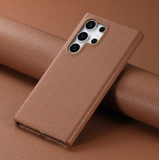 Luxury Litchi Grain Leather Case For Samsung Galaxy S-23 & 24 Series Slim Phone Back Cover - ZILVUS