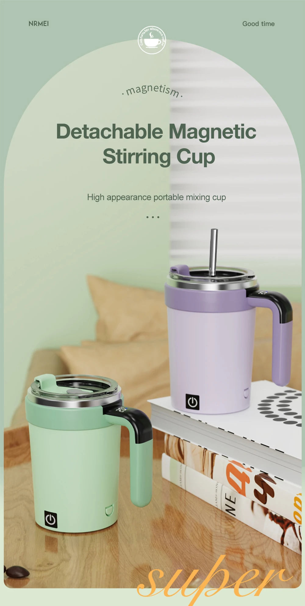 Automatic Self-Stirring Mug with LED Display – 380ml USB Cup - ZILVUS