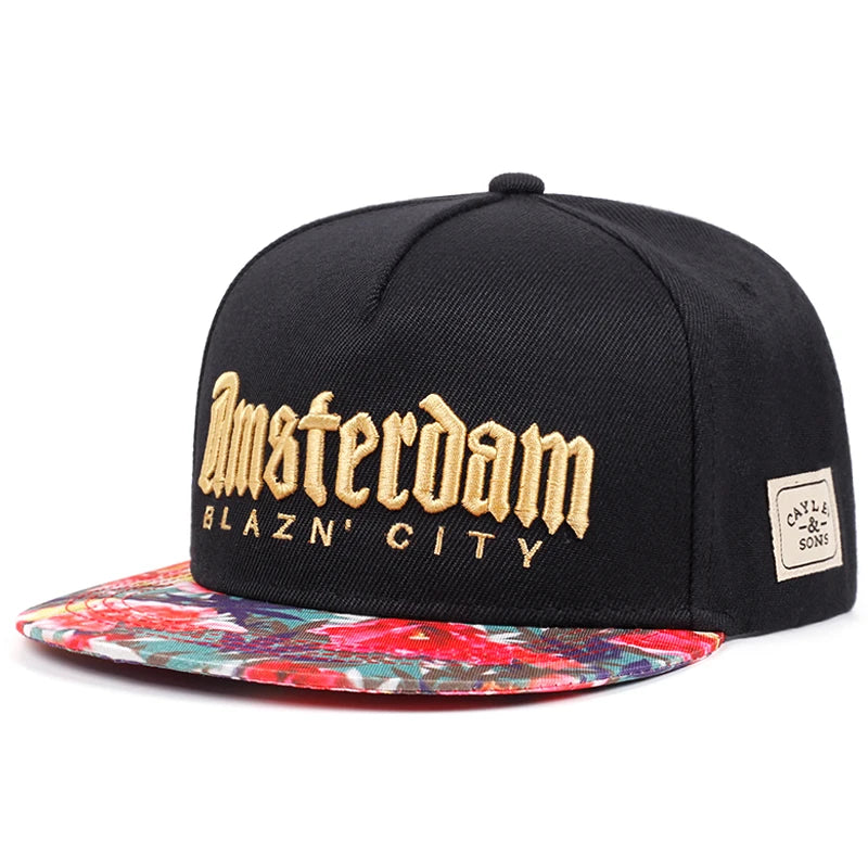 2025 New BLAZIN CITY Embroidered Flat Edge Hat Men's Trendy Street Hip Hop Hat Women's Outdoor Sunshade Hat Casual Baseball Hat - ZILVUS