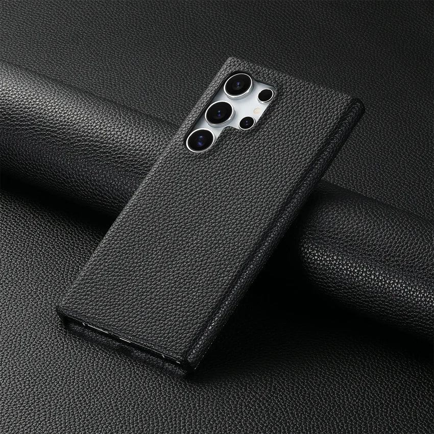 Luxury Litchi Grain Leather Case For Samsung Galaxy S-23 & 24 Series Slim Phone Back Cover - ZILVUS