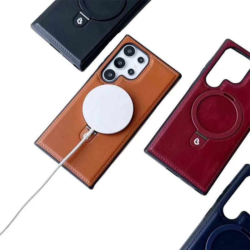 Leather for Magsafe Case For Samsung Galaxy S-25,24,23 Series - ZILVUS