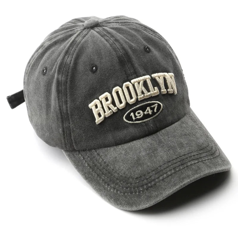 Retro brooklyn Letter Embroidery Baseball Caps Spring Summer Men Women Cotton Adjustable Casual Hat Hip Hop Streetwear Sun Hats - ZILVUS
