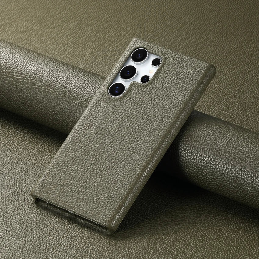Luxury Litchi Grain Leather Case For Samsung Galaxy S-23 & 24 Series Slim Phone Back Cover - ZILVUS