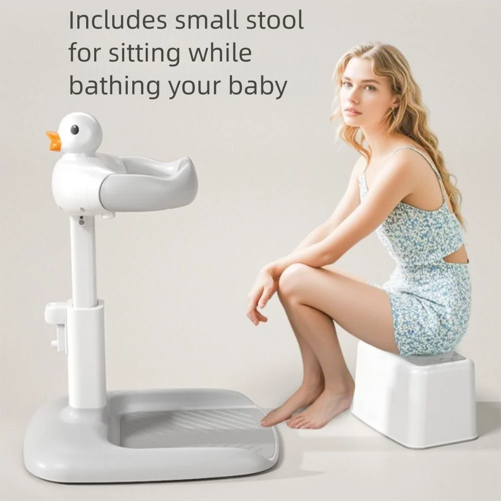 Adjustable Baby Bath Shower Stand – Non-Slip, Height Adjustable Bath Rack with Cute Cartoon Design for 6–36 Months - ZILVUS