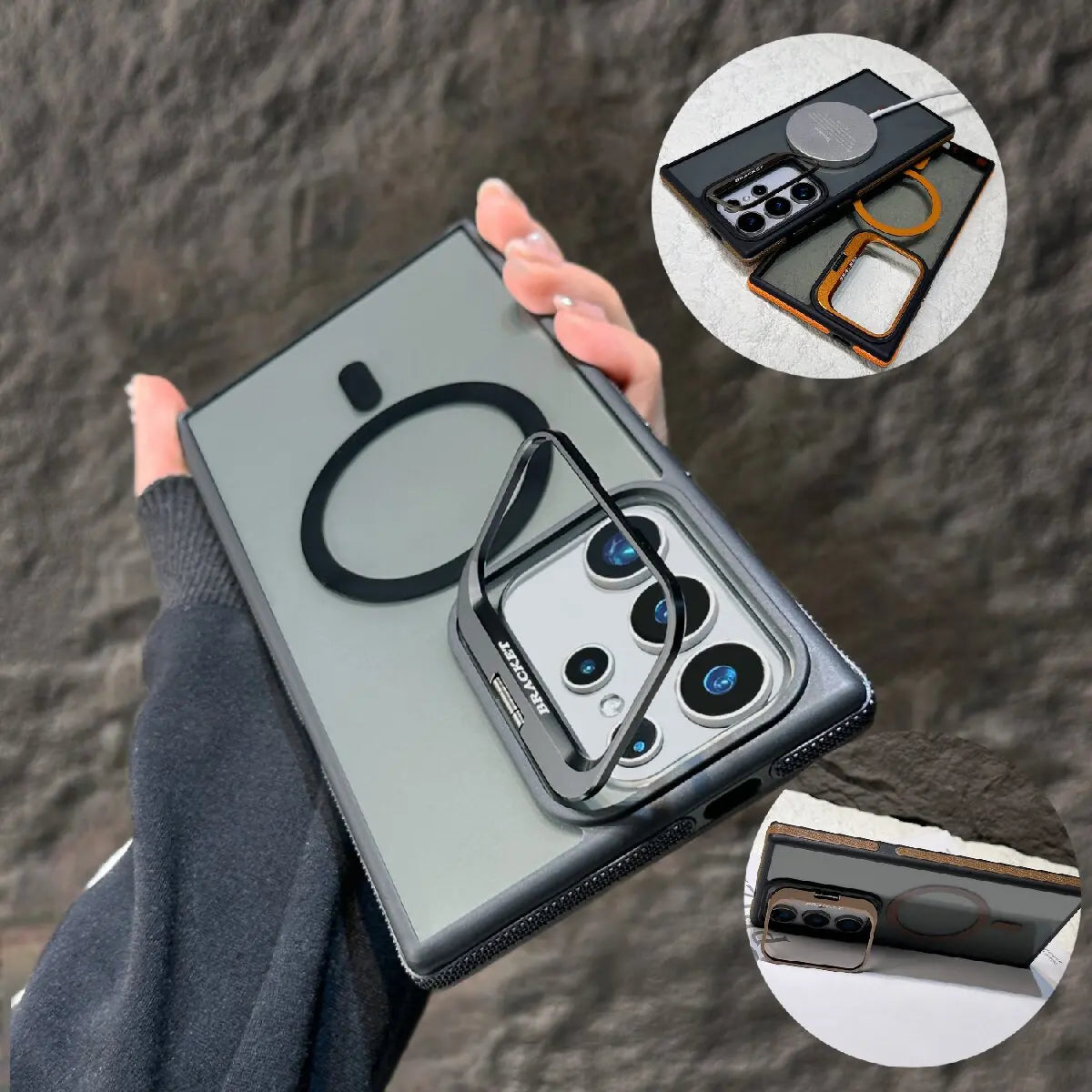Magnetic Clear Case for Samsung S23/S24/S25 Series – Foldable Lens Stand & Magsafe Wireless Charging Cover - ZILVUS