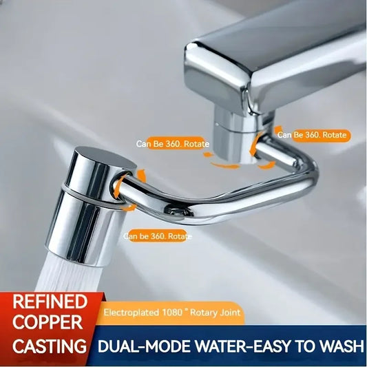 Rotating Splash-Proof Kitchen Faucet Extender | Dual Water Flow Tap Adapter - ZILVUS