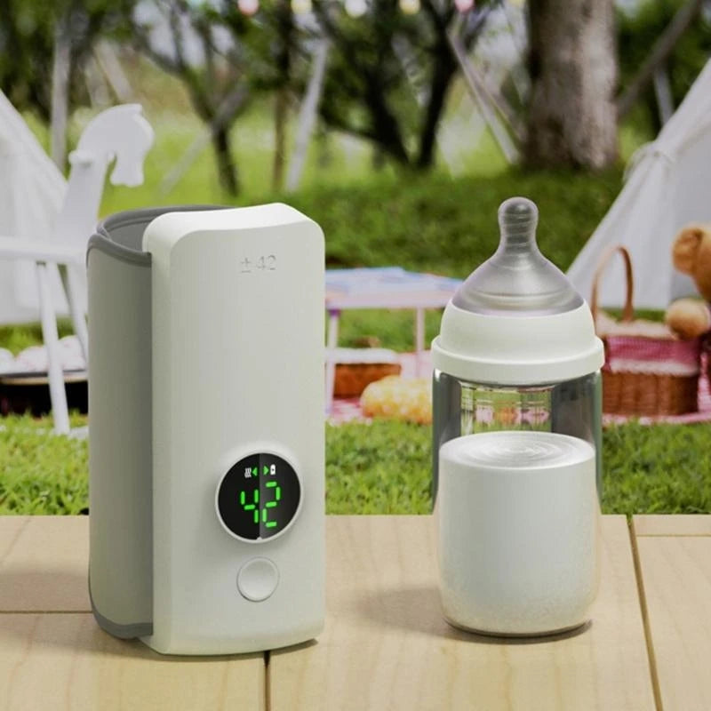 Portable Baby Bottle Warmer – USB Rechargeable, 6-Temperature Settings, Long Battery Life for Travel & Home - ZILVUS