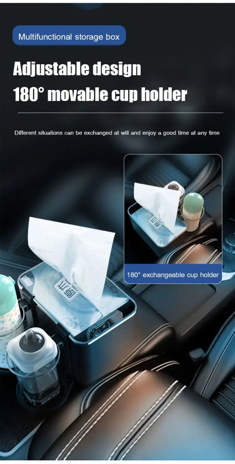 Folding Multifunctional Car Armrest Storage Box - ZILVUS