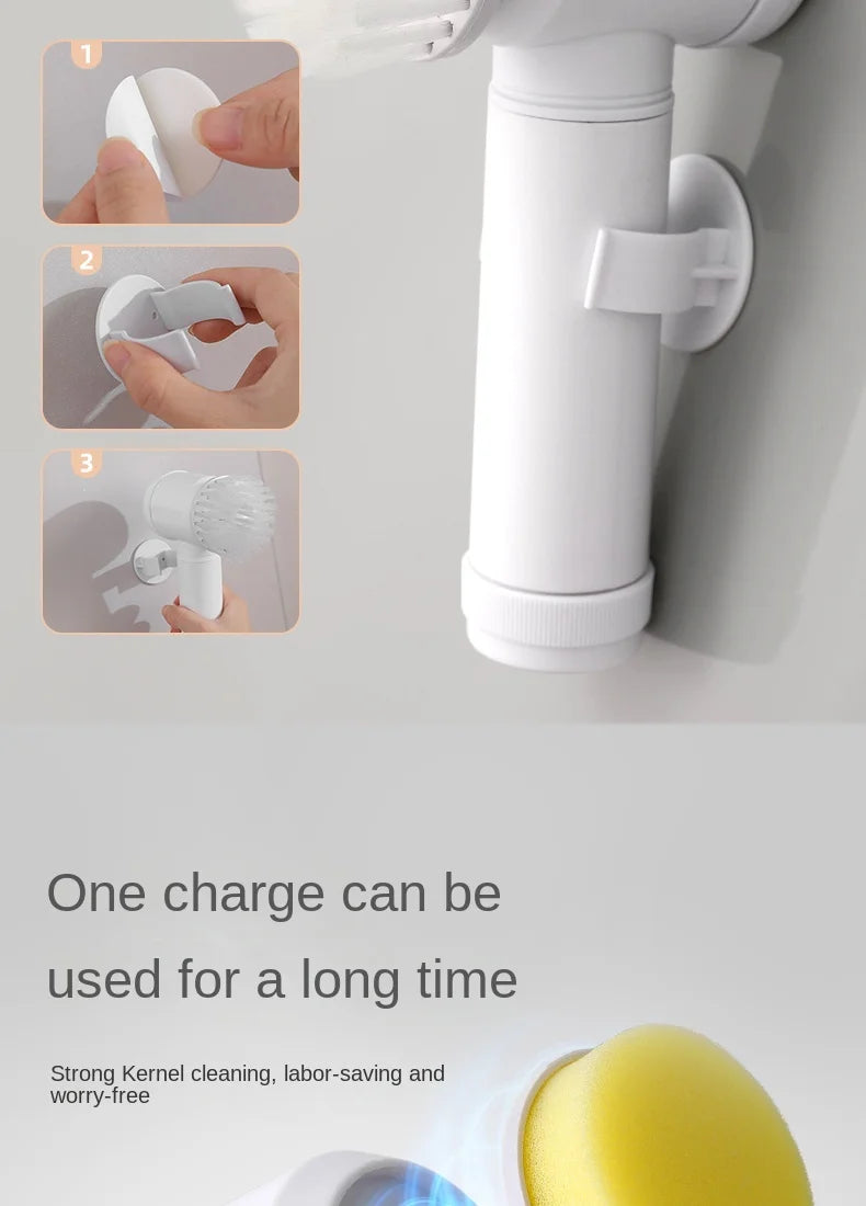 Electric Handheld Power Scrubber Brush | Wireless Household Cleaning Tool - ZILVUS