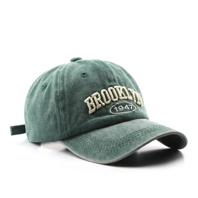 Retro brooklyn Letter Embroidery Baseball Caps Spring Summer Men Women Cotton Adjustable Casual Hat Hip Hop Streetwear Sun Hats - ZILVUS