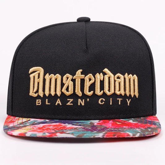 2025 New BLAZIN CITY Embroidered Flat Edge Hat Men's Trendy Street Hip Hop Hat Women's Outdoor Sunshade Hat Casual Baseball Hat - ZILVUS