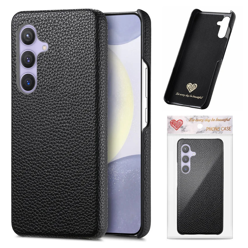 Luxury Litchi Grain Leather Case For Samsung Galaxy S-23 & 24 Series Slim Phone Back Cover - ZILVUS