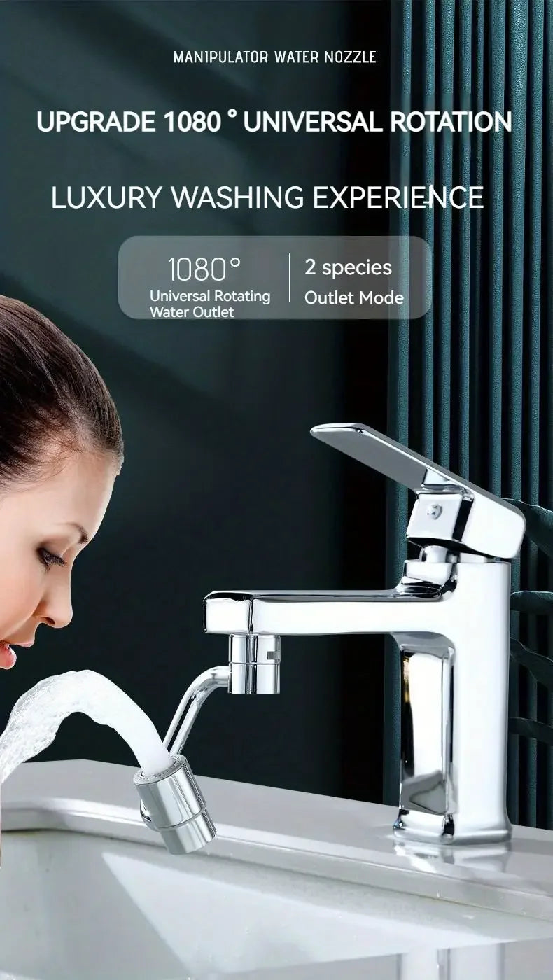 Rotating Splash-Proof Kitchen Faucet Extender | Dual Water Flow Tap Adapter - ZILVUS