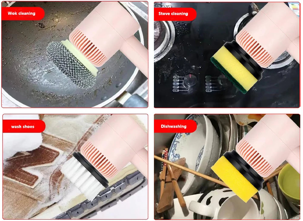 Electric Cleaning Brush – USB Rechargeable Handheld Scrubber for Kitchen, Bathroom & More - ZILVUS