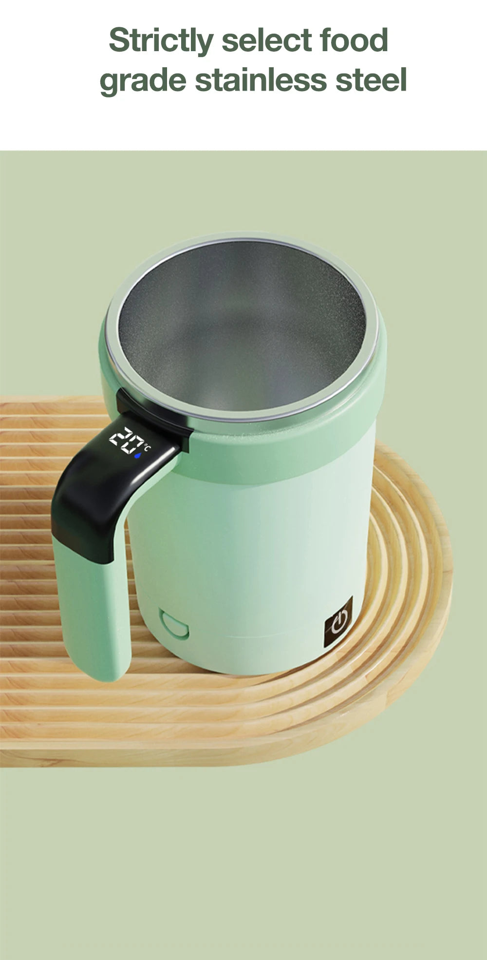 Automatic Self-Stirring Mug with LED Display – 380ml USB Cup - ZILVUS