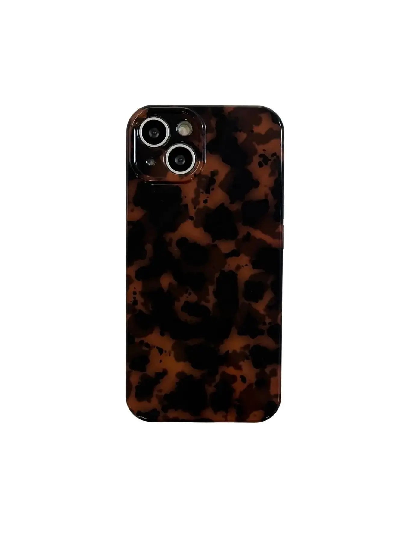 Stylish Dark Color Tortoiseshell Amber Soft Glossy Cover Case for iPhone 16 15 14 13 12  Series