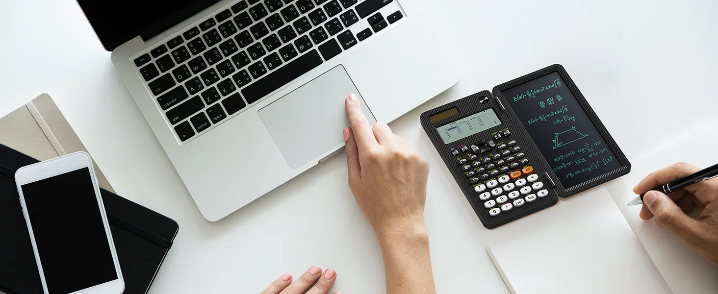 2-in-1 Rechargeable Scientific Calculator with LCD Writing Pad & Stylus - ZILVUS