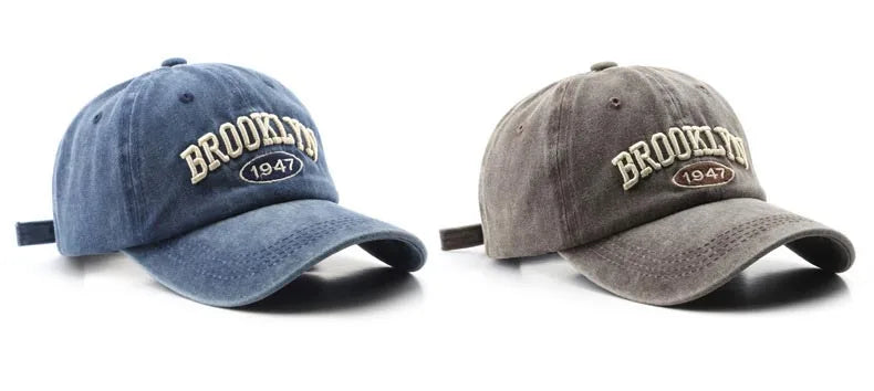 Retro brooklyn Letter Embroidery Baseball Caps Spring Summer Men Women Cotton Adjustable Casual Hat Hip Hop Streetwear Sun Hats - ZILVUS