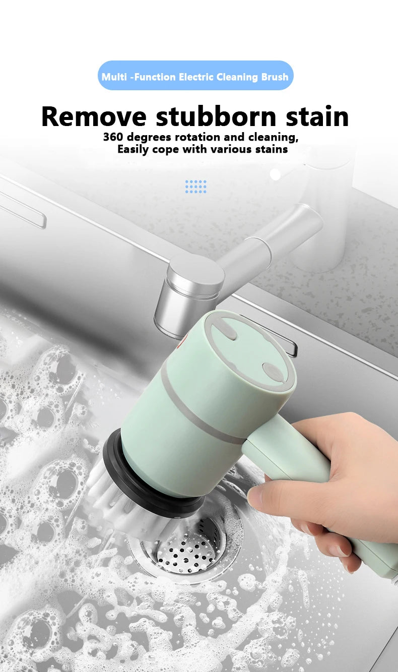 Electric Cleaning Brush – USB Rechargeable Handheld Scrubber for Kitchen, Bathroom & More - ZILVUS