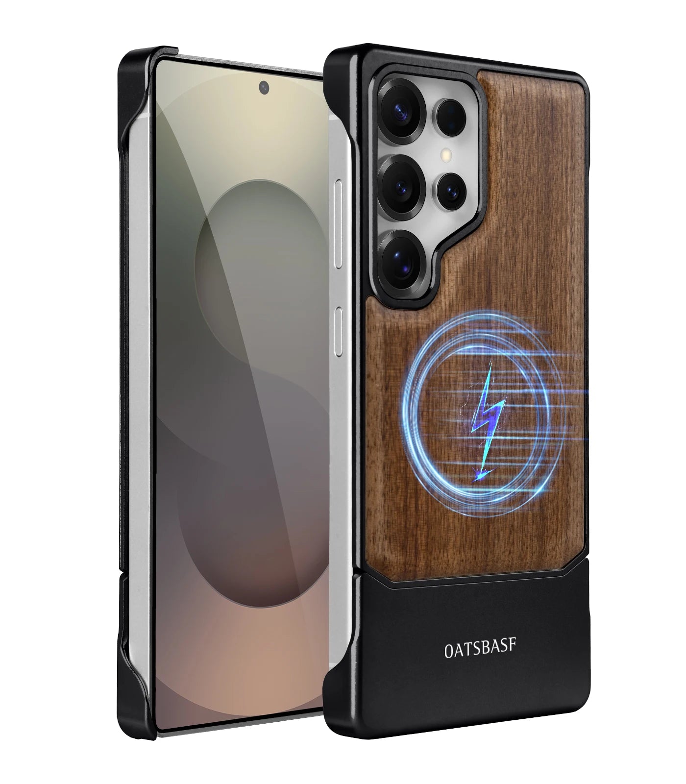 Wood and Metal Magnetic Phone Case – Shockproof for Samsung S25 Ultra - ZILVUS